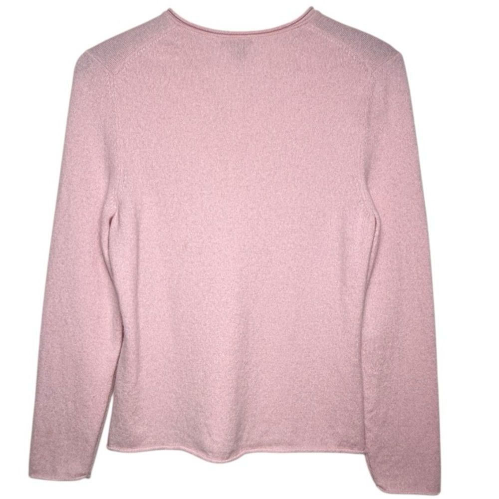 Prive 100% Cashmere Light Pink V-Neck Sweater Rolled Sleeves & Hem Size L EUC - Picture 6 of 7